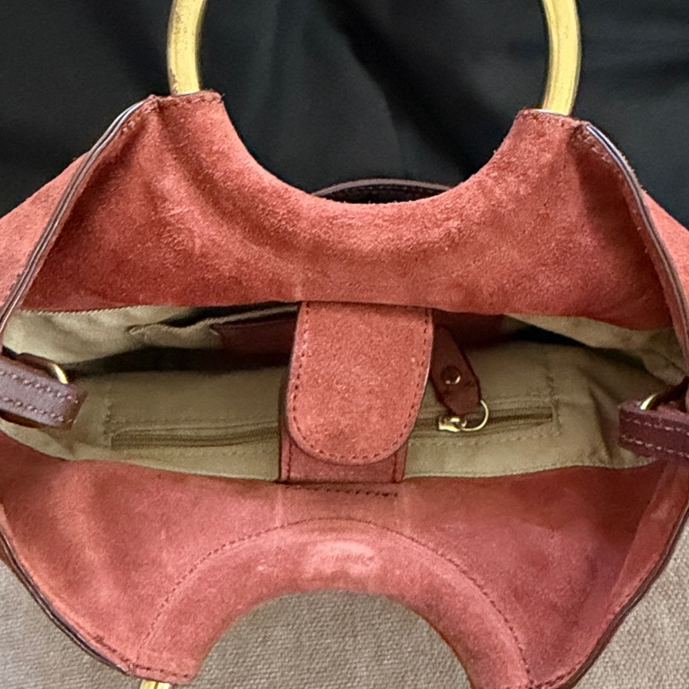 Suede J Crew purse with brass handles - Picture 4 of 6